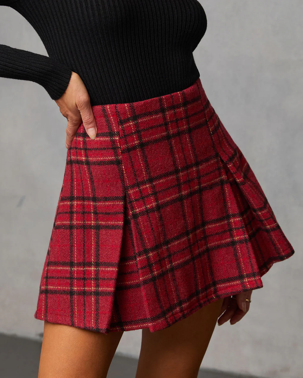 Wicker Rise Plaid Mini Skirt - Image 3