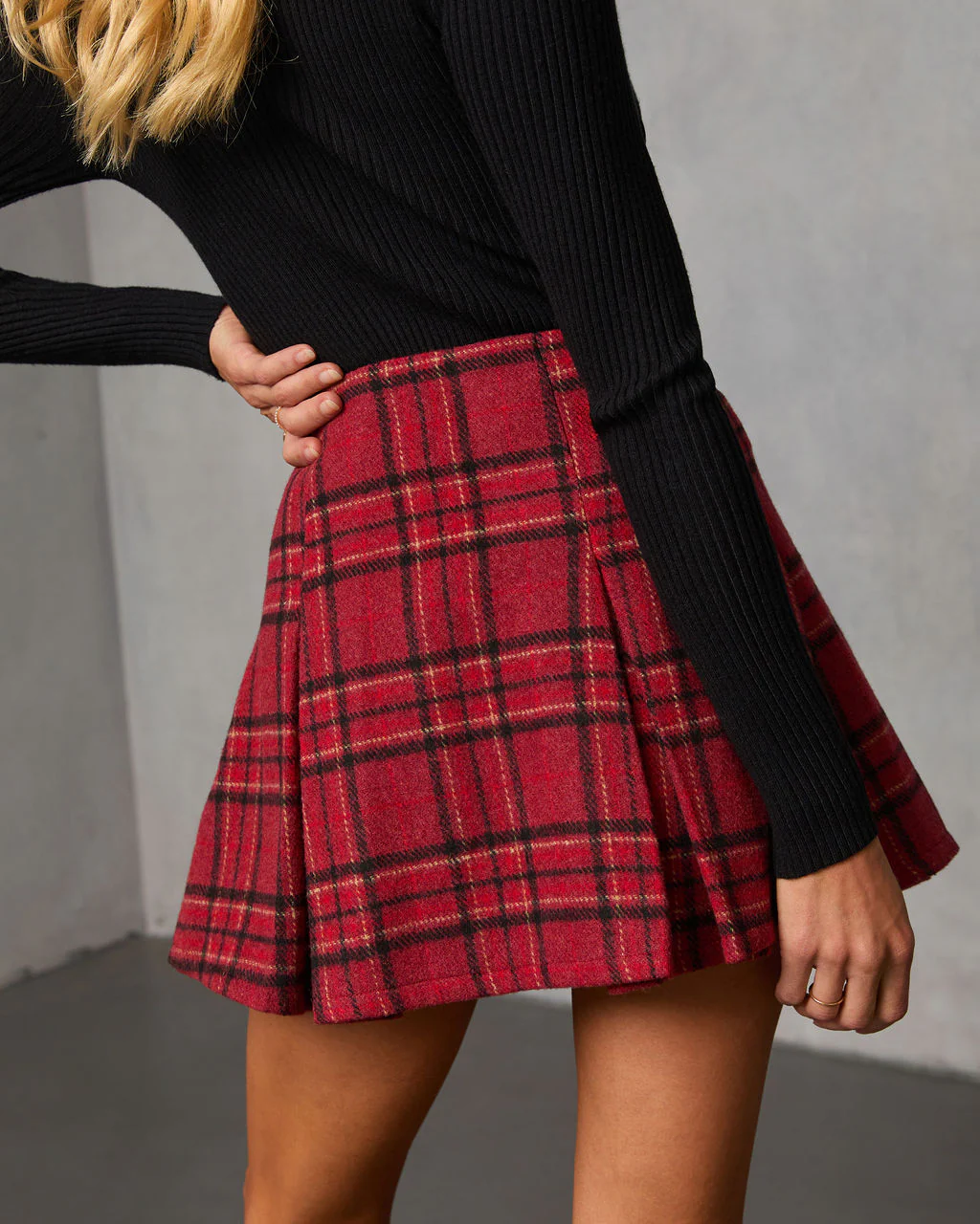 Wicker Rise Plaid Mini Skirt - Image 4