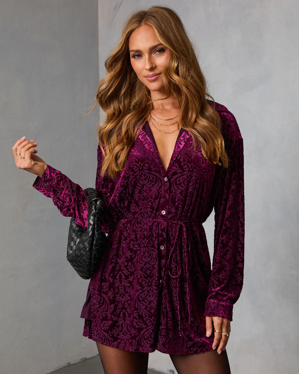 Wild Dusk Flocked Velvet Romper - Image 2