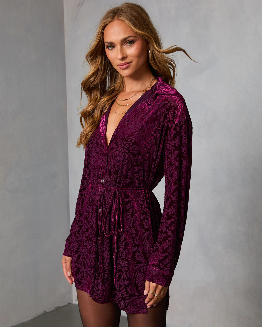 Wild Dusk Flocked Velvet Romper - Image 3