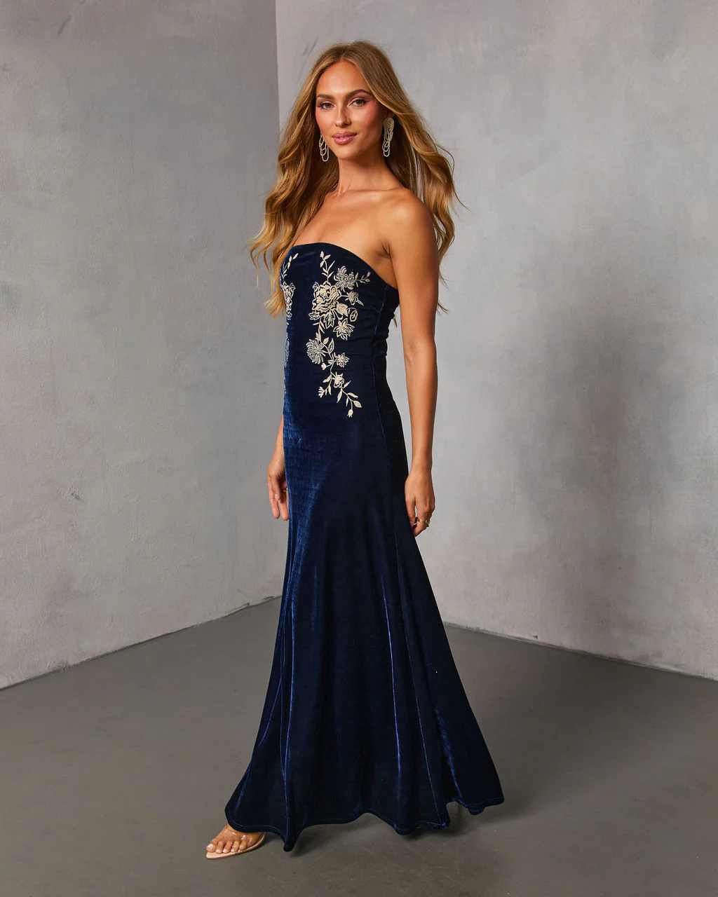 Wild Grace Velvet Embroidered Maxi Dress - Image 3