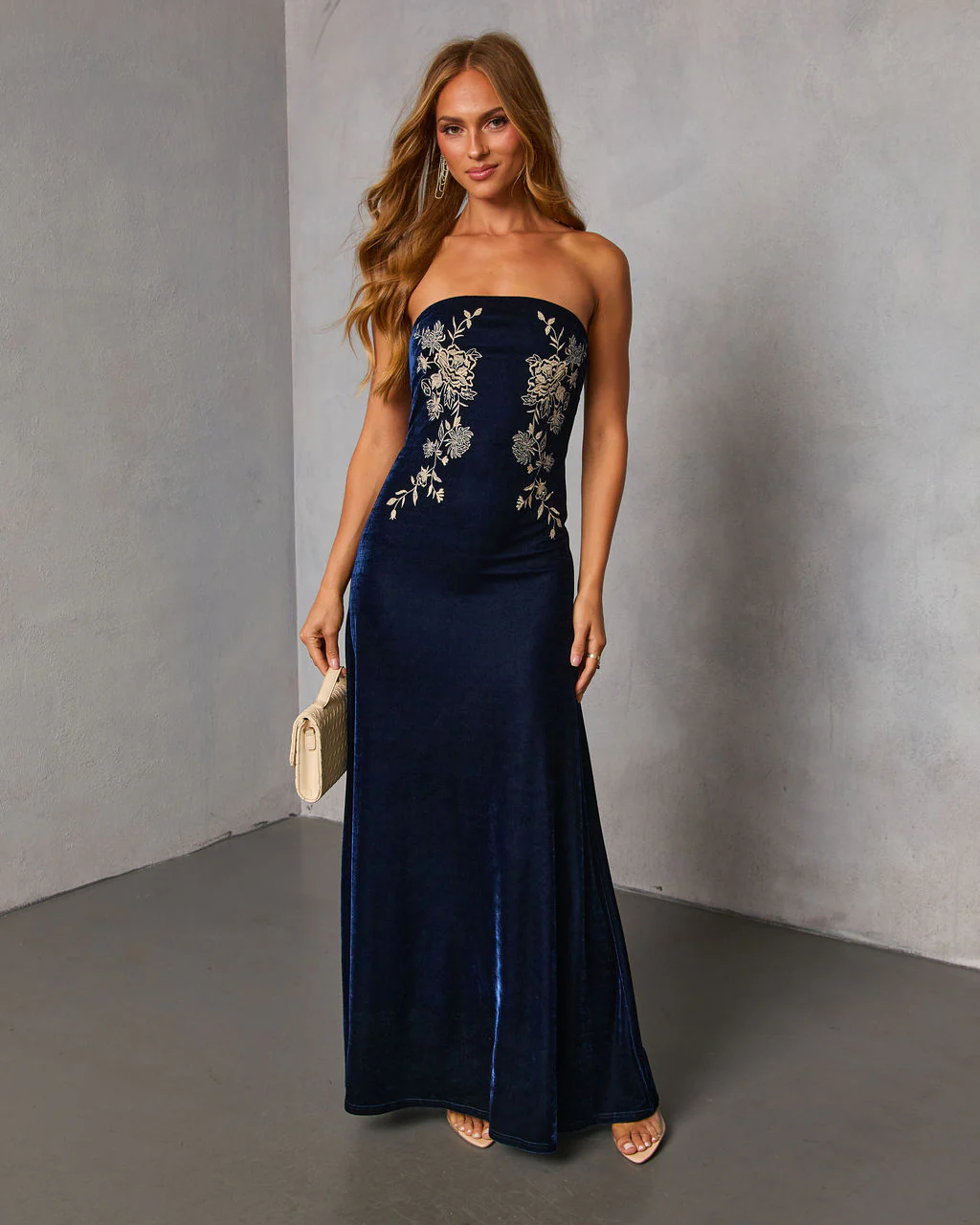 Wild Grace Velvet Embroidered Maxi Dress - Image 5