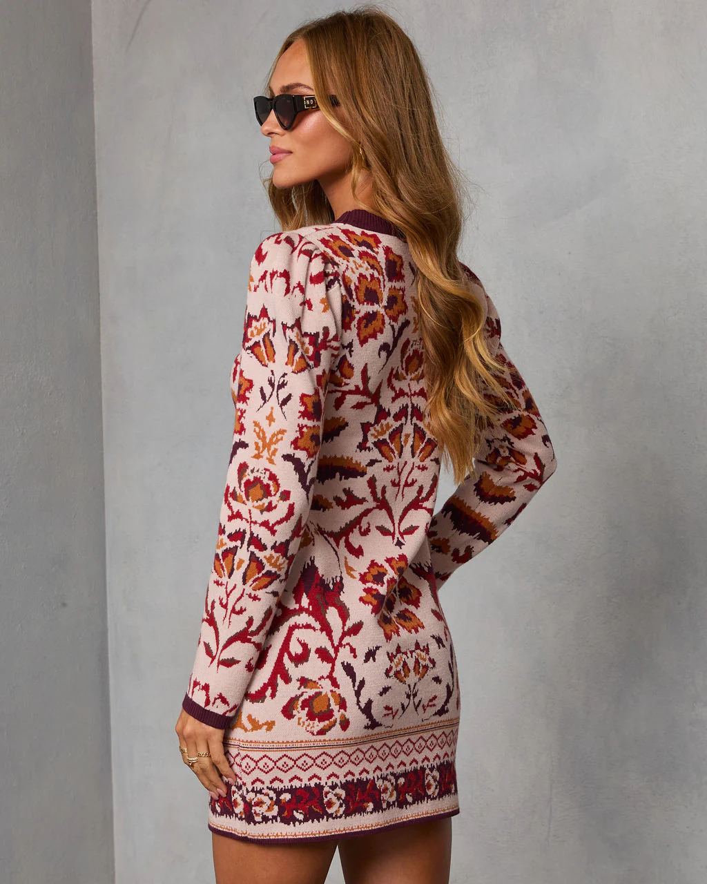 Wild Marigold Printed Mini Sweater Dress - Image 4