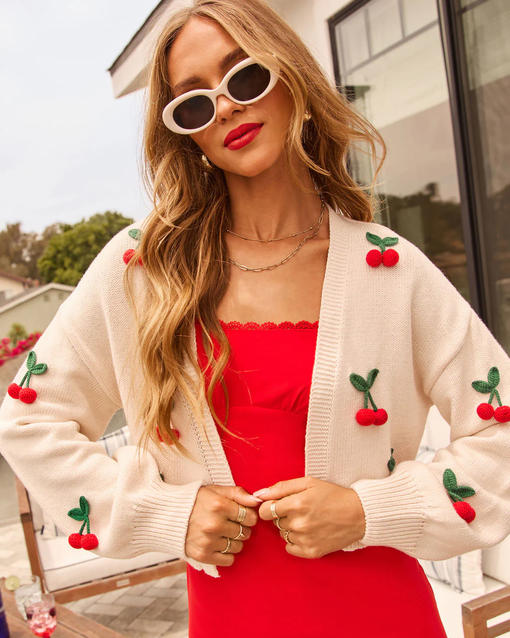 Wild Vine Cherry Applique Cardigan - Image 3