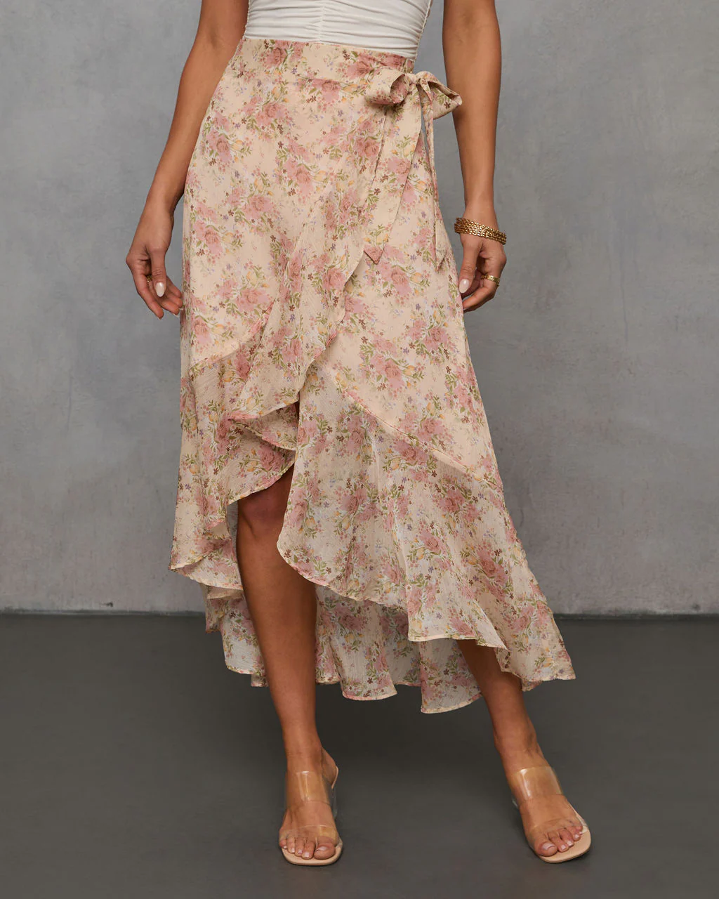 Wildly Radiant Floral Chiffon Wrap Skirt - Image 2