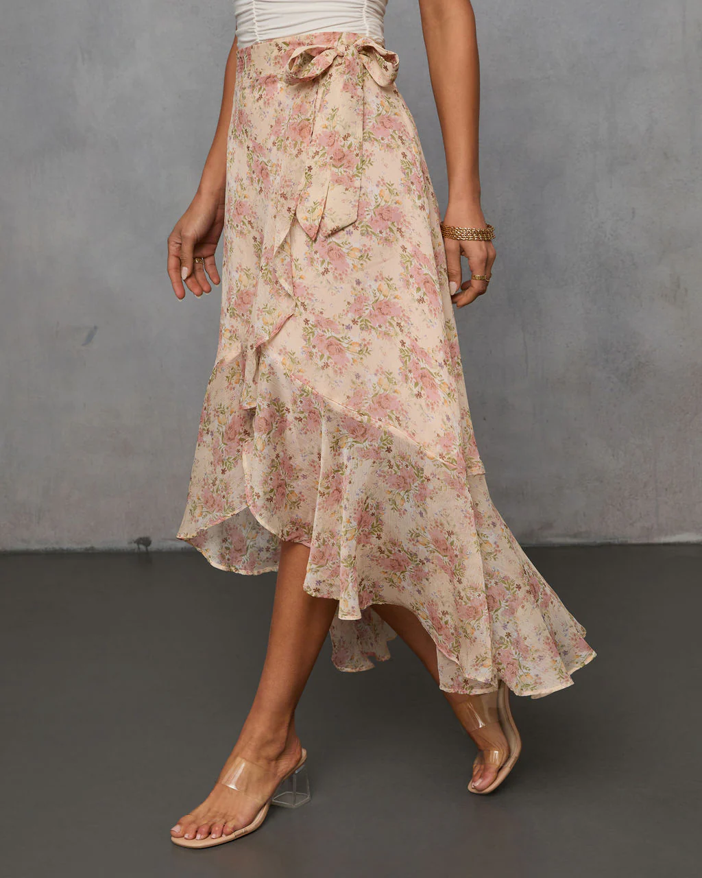 Wildly Radiant Floral Chiffon Wrap Skirt - Image 3