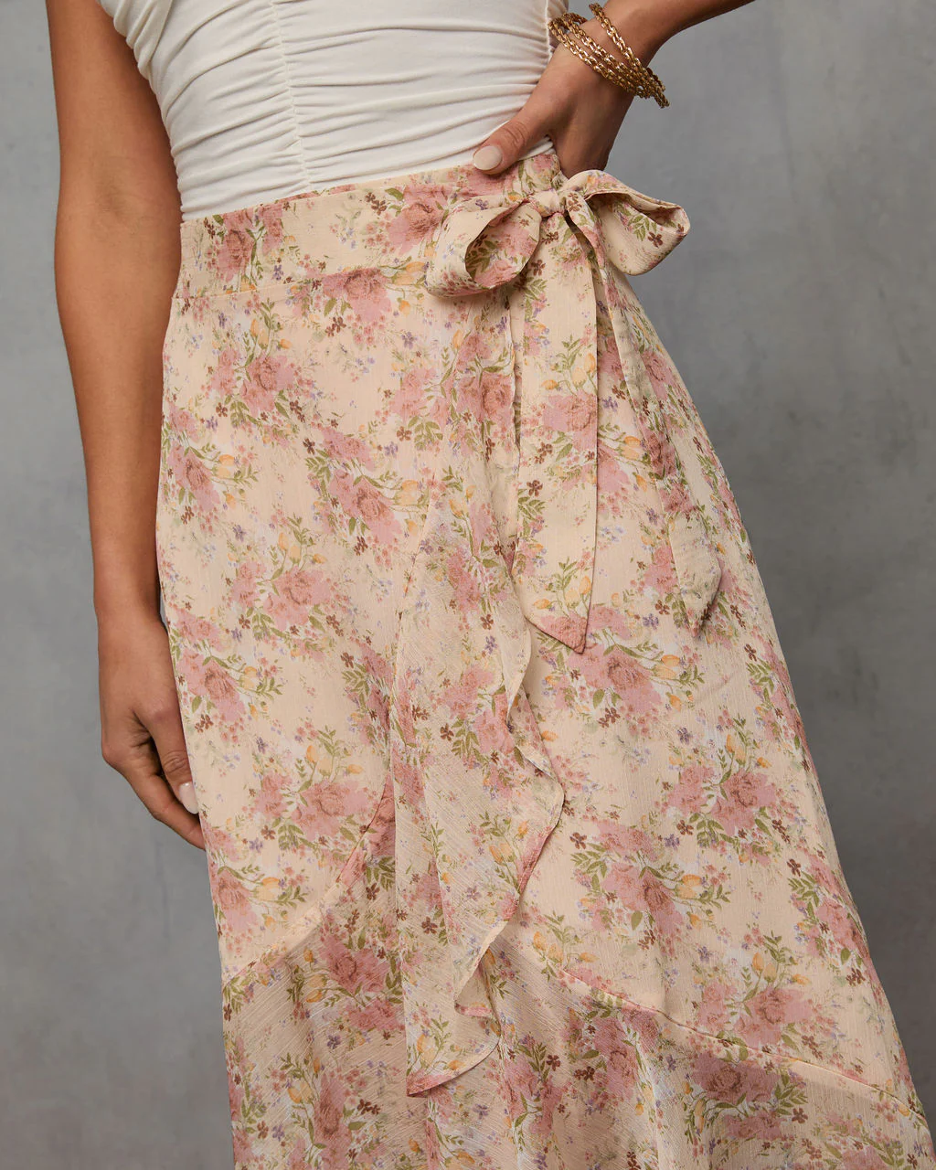 Wildly Radiant Floral Chiffon Wrap Skirt - Image 5