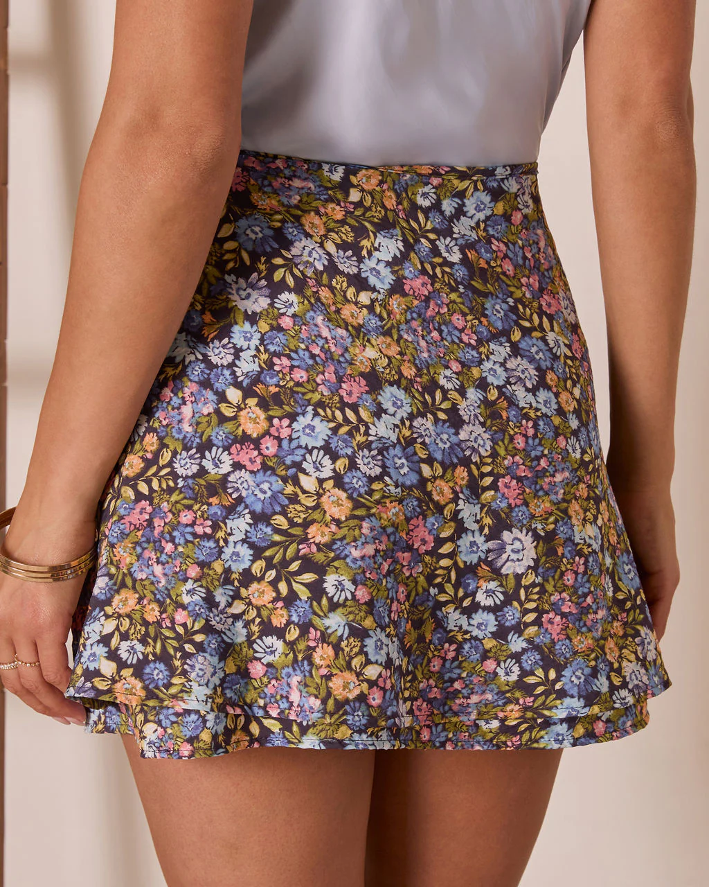 Willow Bloom Floral Wrap Mini Skirt - Image 4