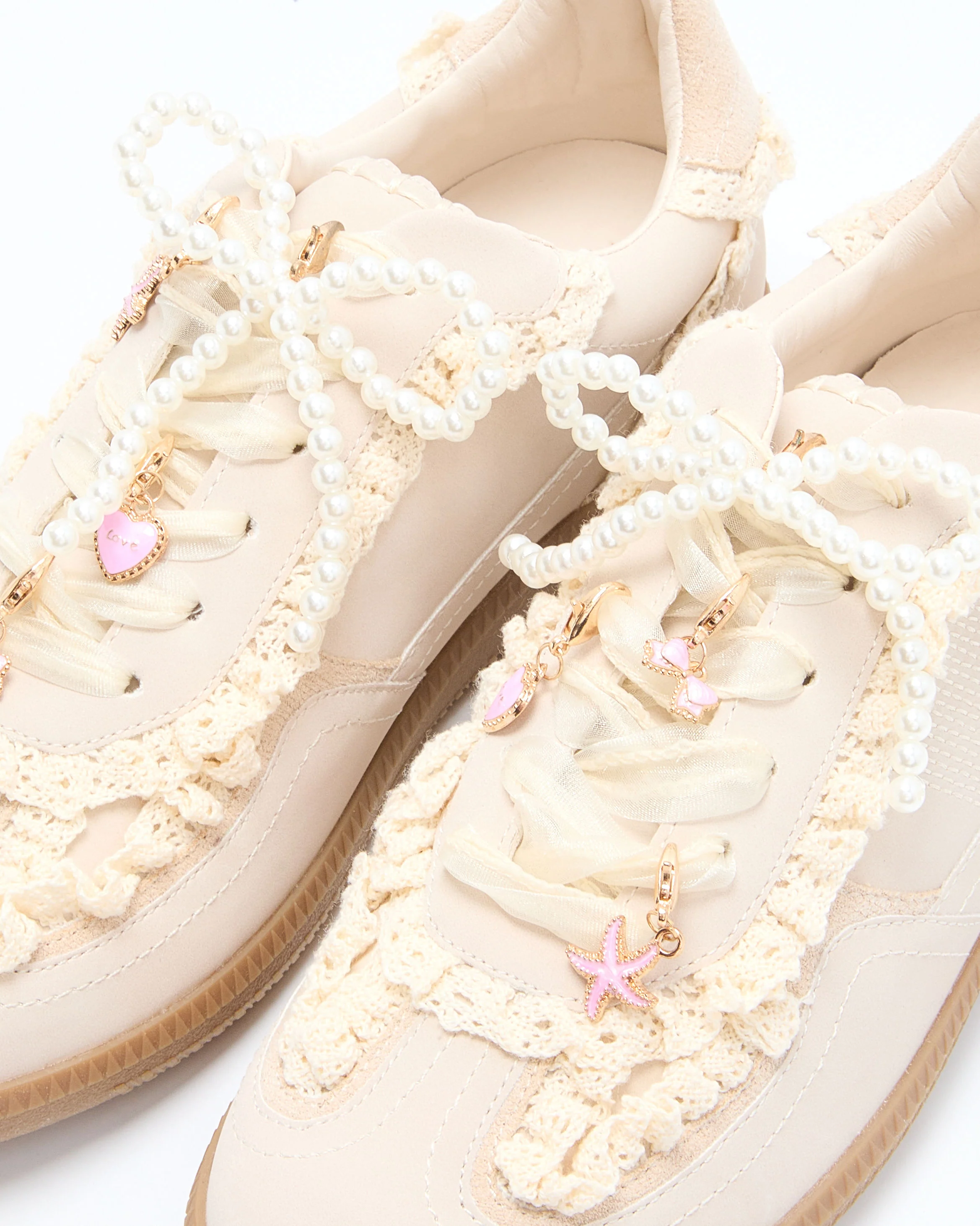 Winslet Lace And Pearl Charm Sneakers - Image 6