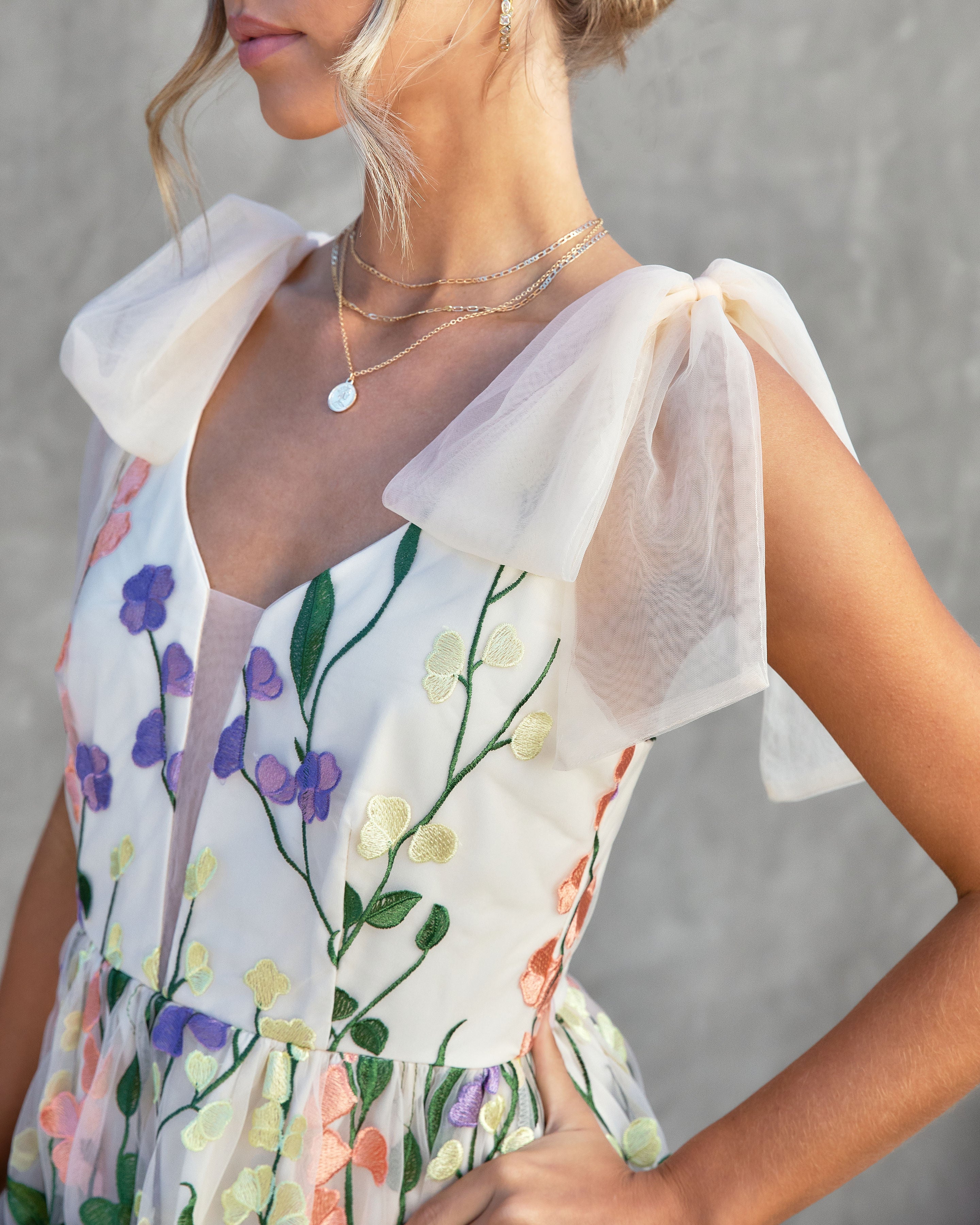 Wish Upon A Dream Floral Applique Midi Dress - Image 4
