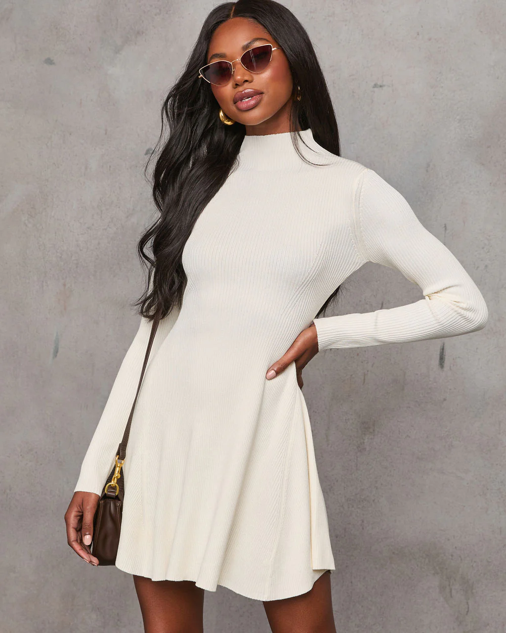 Wish You Well Ribbed Mock Neck Mini Dress - Image 14