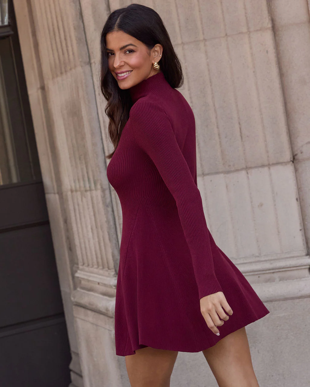 Wish You Well Ribbed Mock Neck Mini Dress - Image 3