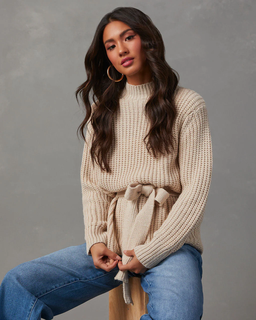 Wixson Belted Mock Neck Sweater - Image 2