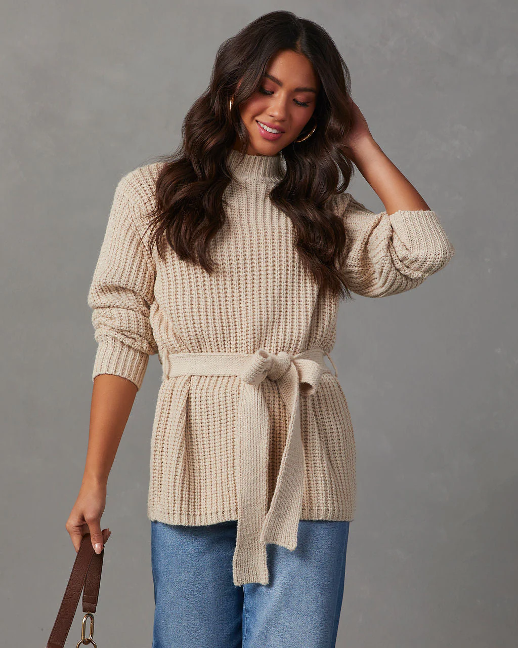 Wixson Belted Mock Neck Sweater - Image 3