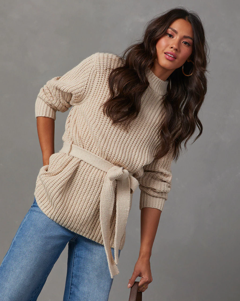 Wixson Belted Mock Neck Sweater - Image 4