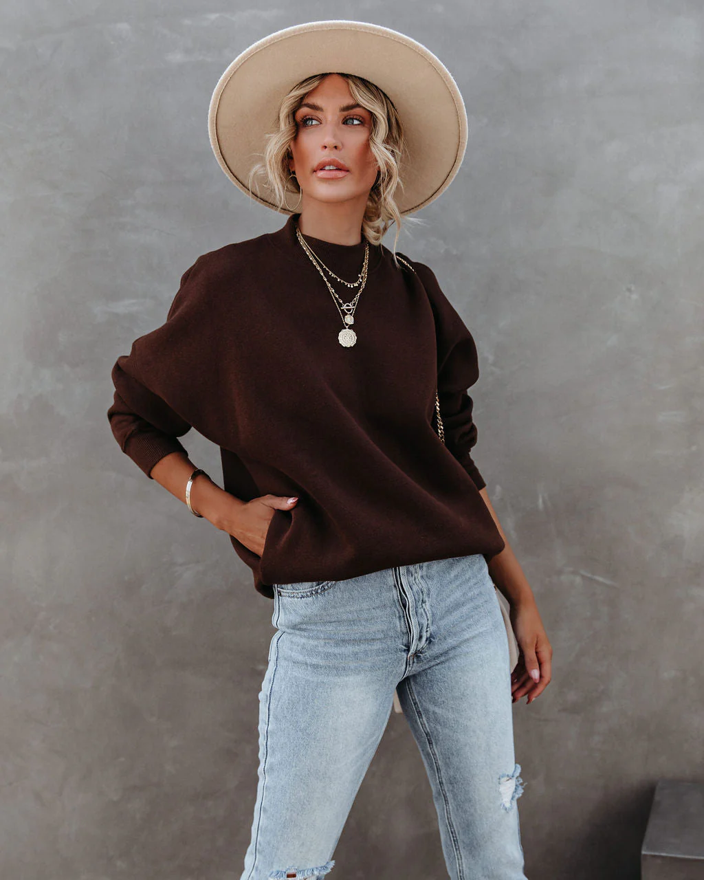 Woah Pocketed Cotton Blend Mock Neck Sweatshirt - Image 21