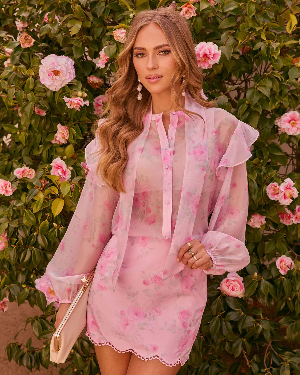Romanza Floral Neck Tie Blouse - Image 2
