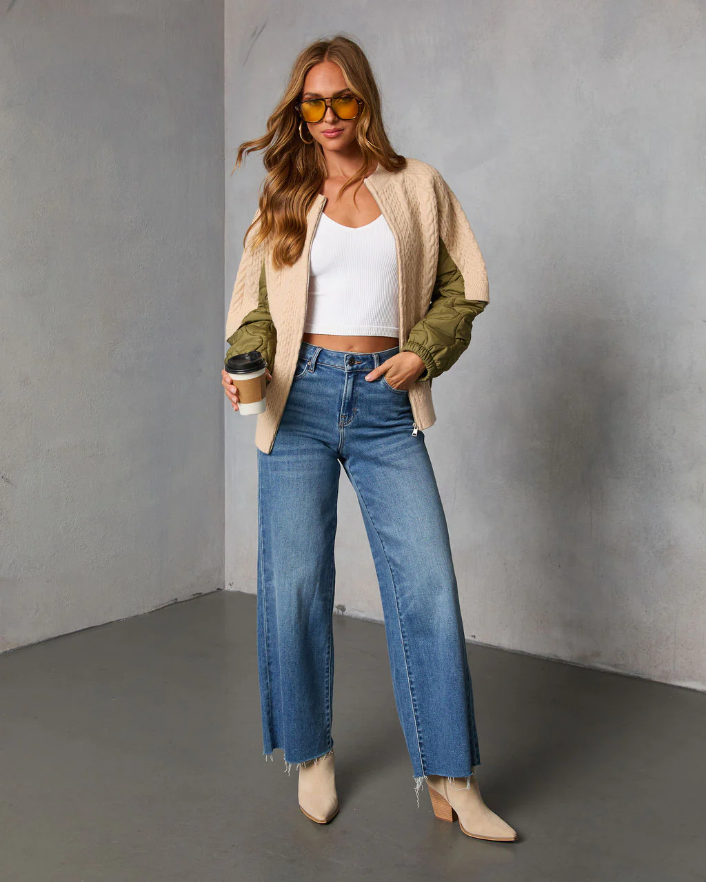 Wystin Knit And Nylon Mixed Media Bomber Jacket - Image 2