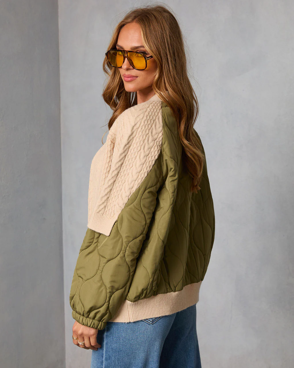 Wystin Knit And Nylon Mixed Media Bomber Jacket - Image 4