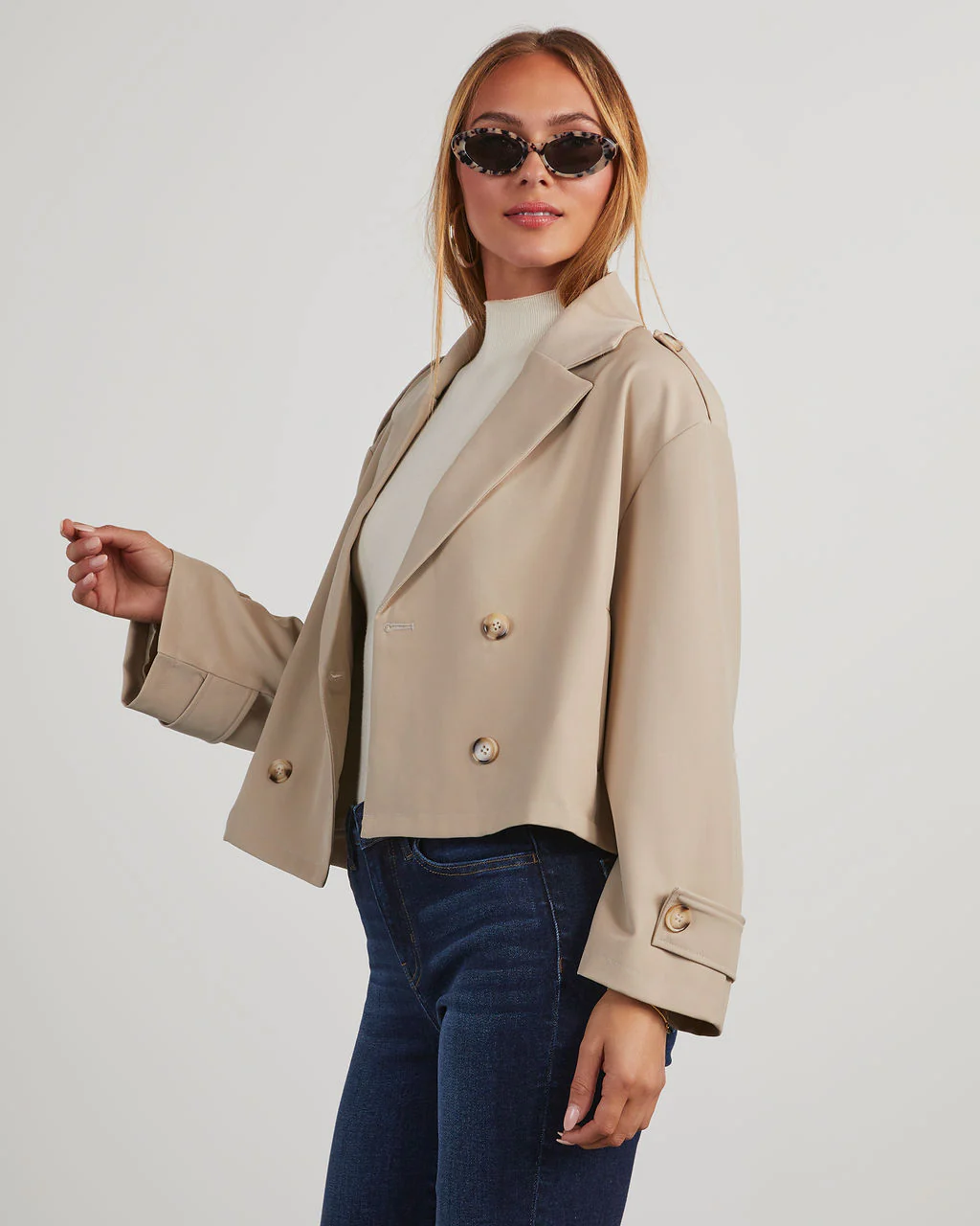 Yolanda Cropped Trench Jacket - Image 9