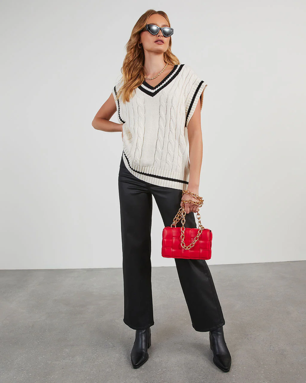 You Already Know Cable Knit Sweater Vest - Image 4