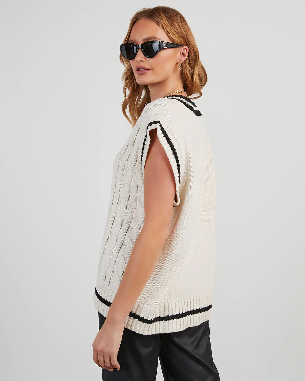 You Already Know Cable Knit Sweater Vest - Image 6