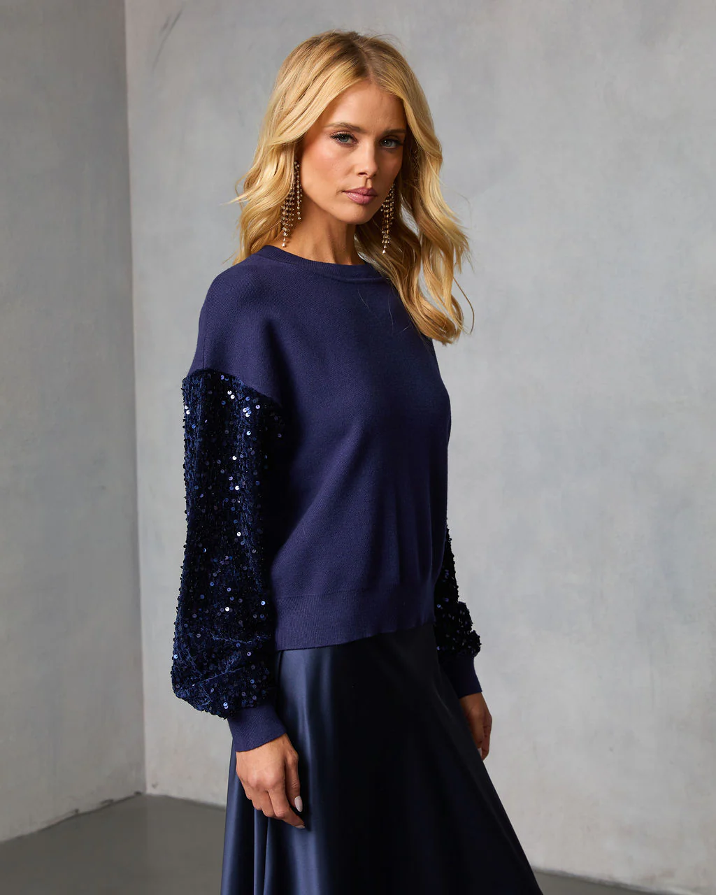 Yumi Contrast Sequin Knit Sweater - Image 3