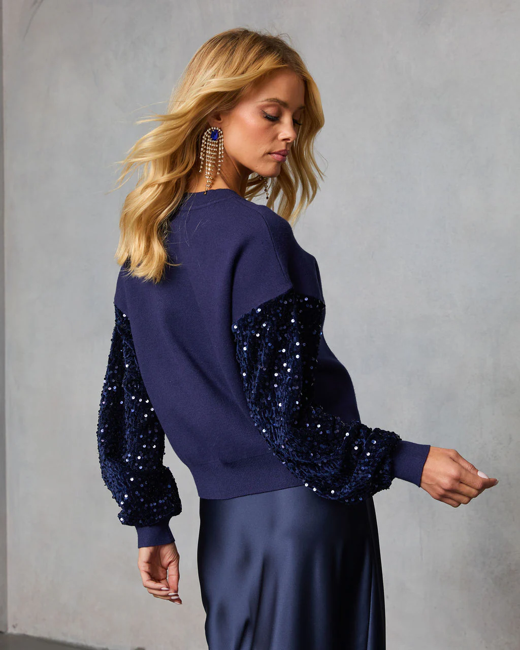 Yumi Contrast Sequin Knit Sweater - Image 4