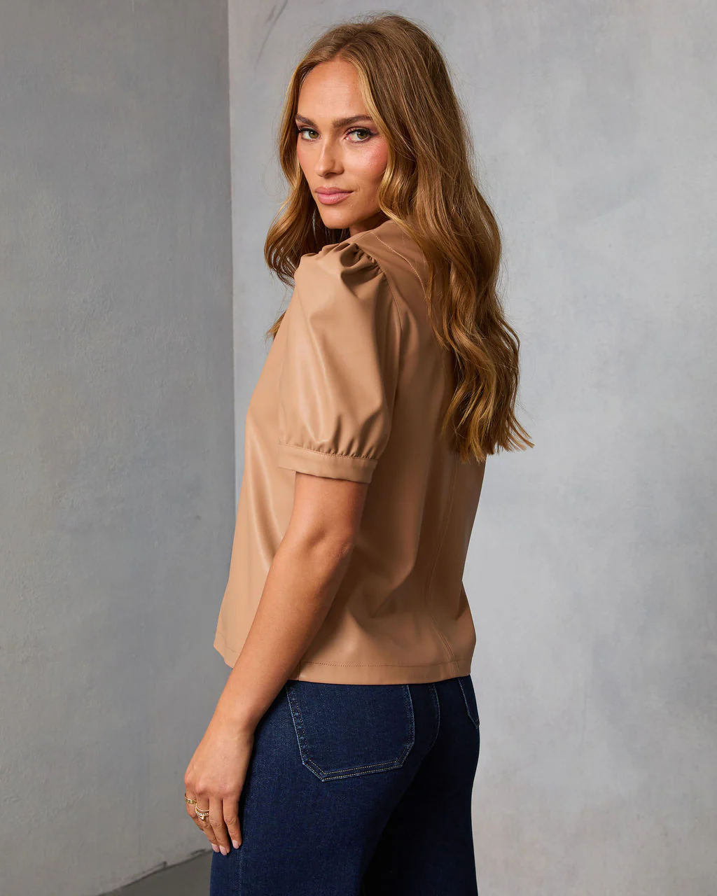 Zadig Leather Puff Sleeve Top - Image 4