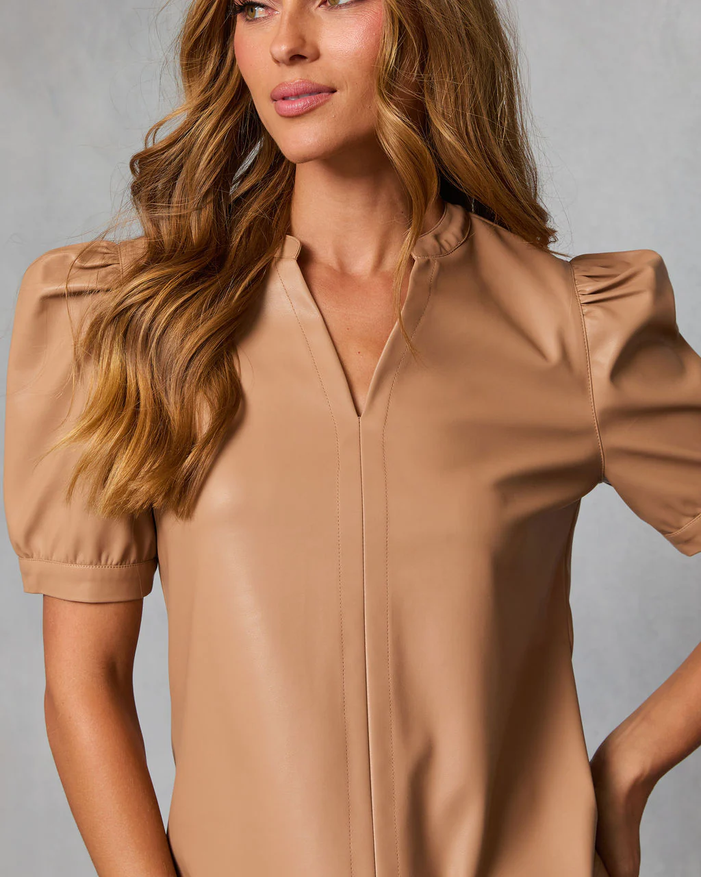 Zadig Leather Puff Sleeve Top - Image 6