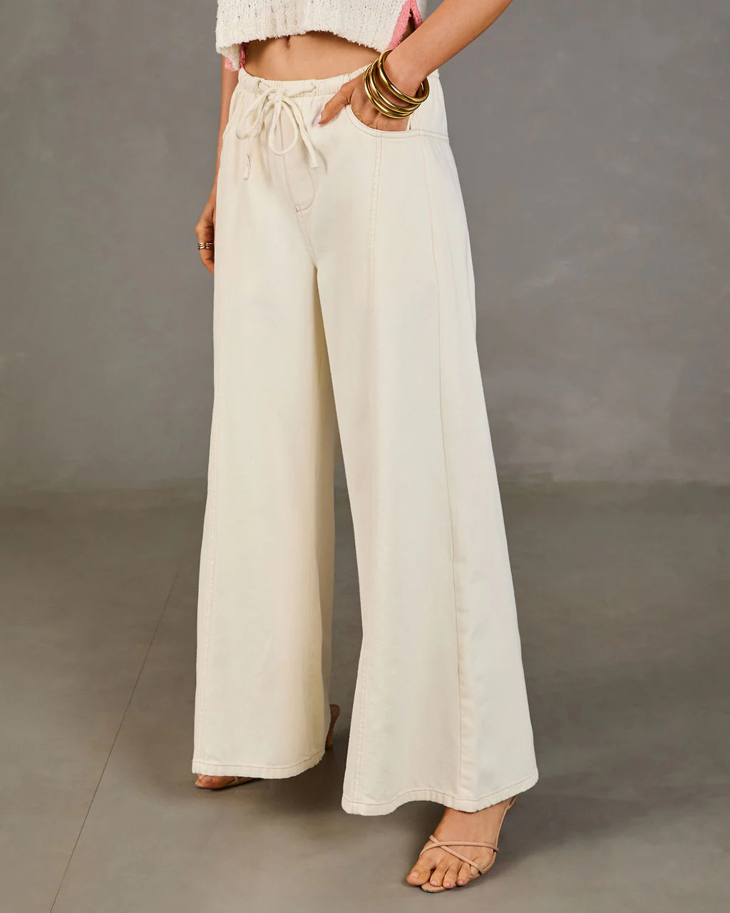 Zenah Rigid High Rise Wide Leg Drawstring Jeans - Image 3