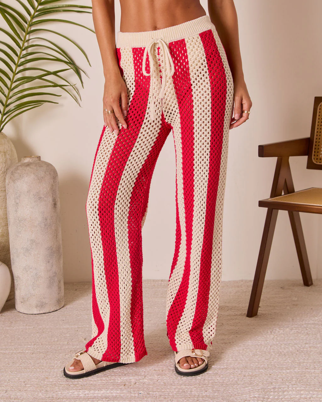 Zenya Cove Crochet Striped Cover Up Pants - Image 2