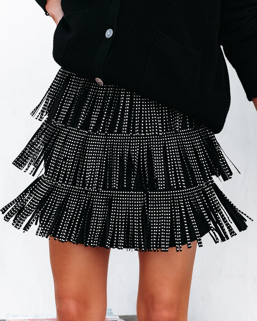 Zoie Studded Fringe Mini Skirt - Image 14