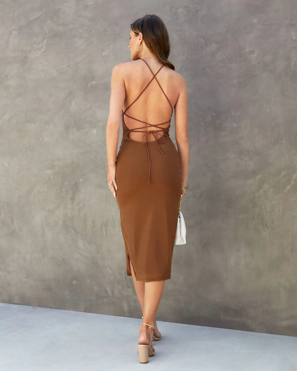 Zuri Lace Up Back Midi Dress - Image 3